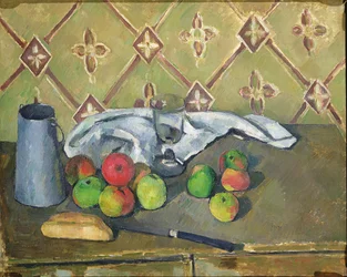 Gyümölcs, szalvéta és tejeskancsó, 1879-82 körül